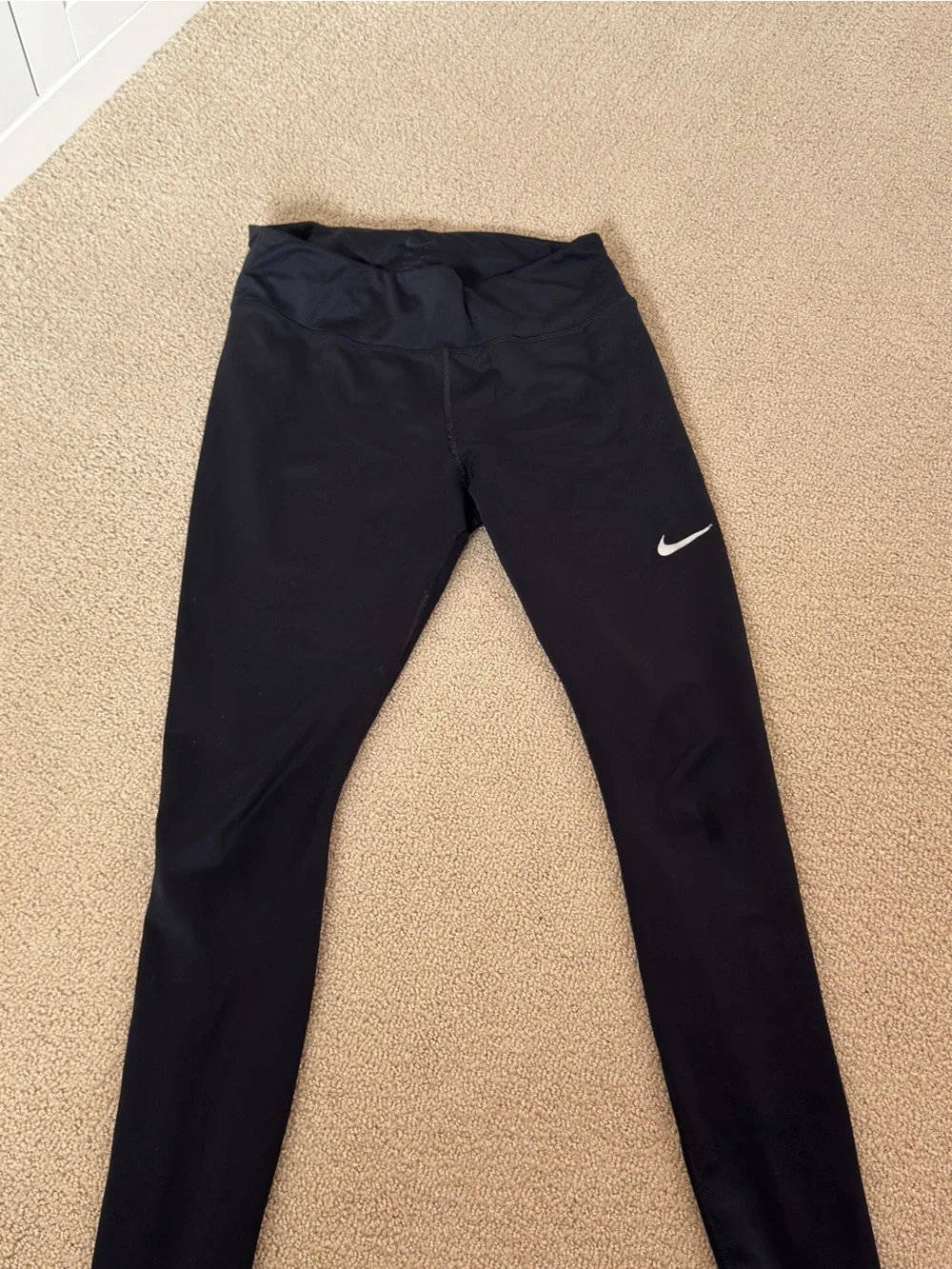 Nike  Black Athletic Leggings with Reflective Swoosh